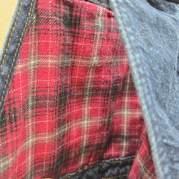 Wrangler Denim Flannel Lined Overalls Pockets Sleeveless Dark Wash Blue Size 4T - Picture 6 of 9